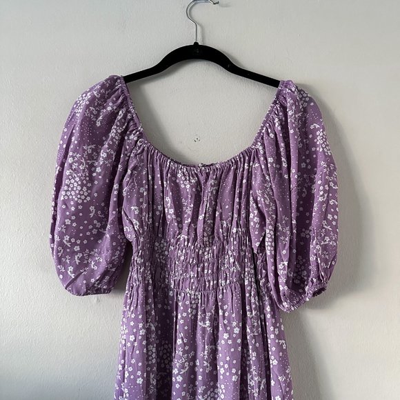 Faithfull the Brand Francis Mini Dress Stevie Floral Lavender Size US6 Medium - Picture 9 of 9